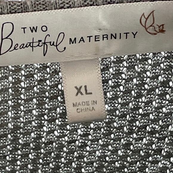 Two Beautiful Maternity Women V Neck LS Gray Waffle Knit Side Gathering Top S XL - Picture 8 of 9
